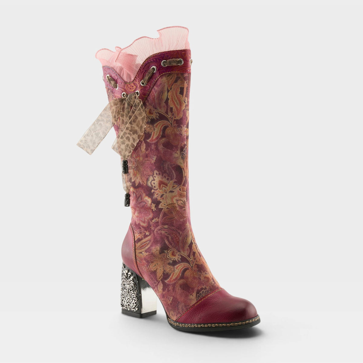 L'Artiste Rorria tall boots in Bordeaux Multi — hero view