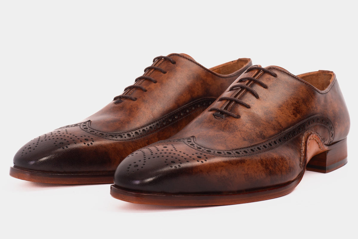 Vinci Leather The Royal Hand Craft Brown Wingtip Oxford Men Shoe – product view 2