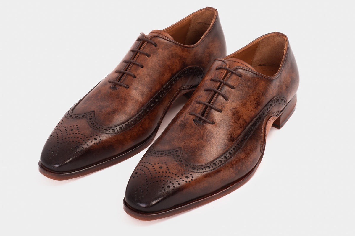 Vinci Leather The Royal Hand Craft Brown Wingtip Oxford Men Shoe – product view 6