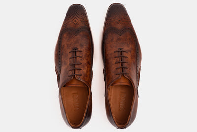 The Royal Hand Craft Brown Wingtip Oxford Men Shoe
