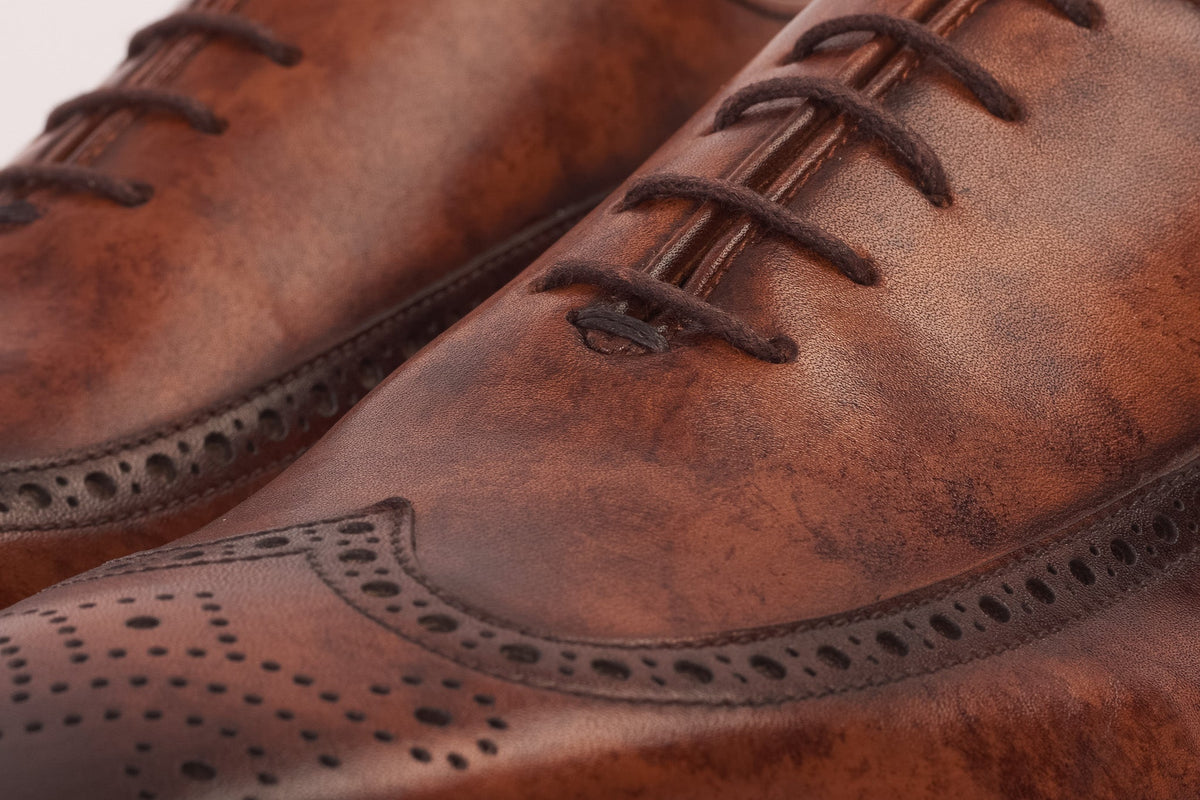 Vinci Leather The Royal Hand Craft Brown Wingtip Oxford Men Shoe – product view 4