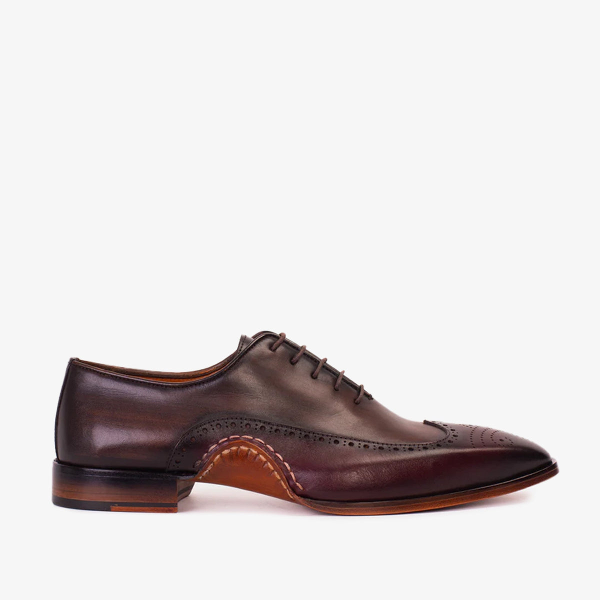 Vinci Leather The Royal Hand Craft Burgundy Wingtip Oxford Men Shoe – product view 1