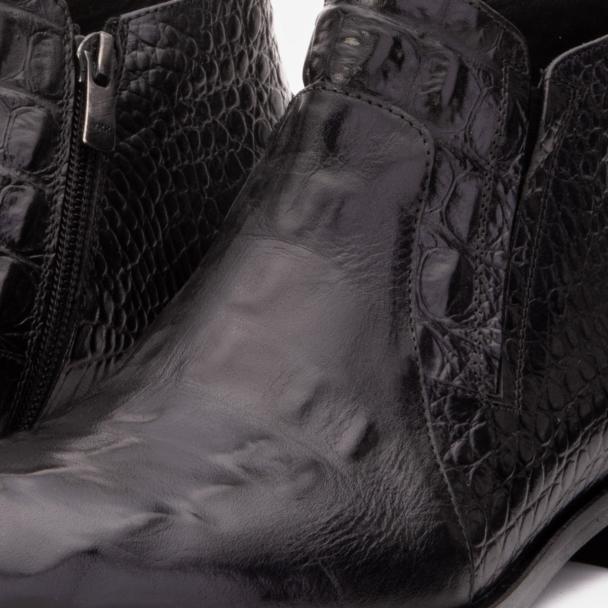Vinci Leather The Randor Black Croc-Embossed Calf Leather Side-Zip Dress Ankle Men Boot – product view 4