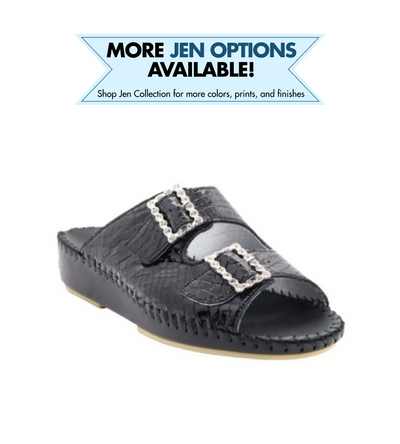 Jen Rhinestone Leather Slide