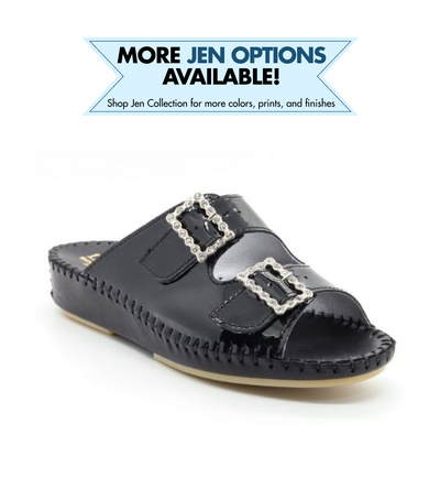 Jen Rhinestone Leather Slide