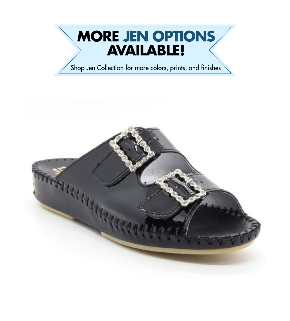 Jen Rhinestone Leather Slide