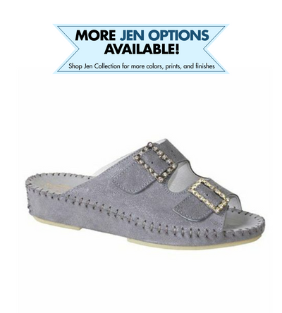 Jen Rhinestone Leather Slide