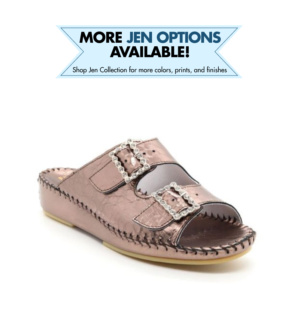 Jen Rhinestone Leather Slide
