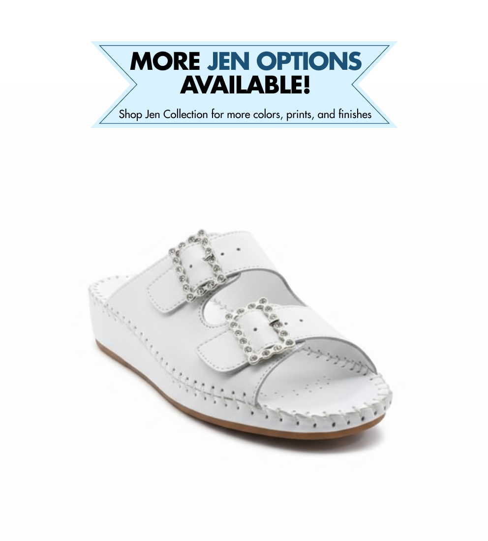 Jen Rhinestone Leather Slide
