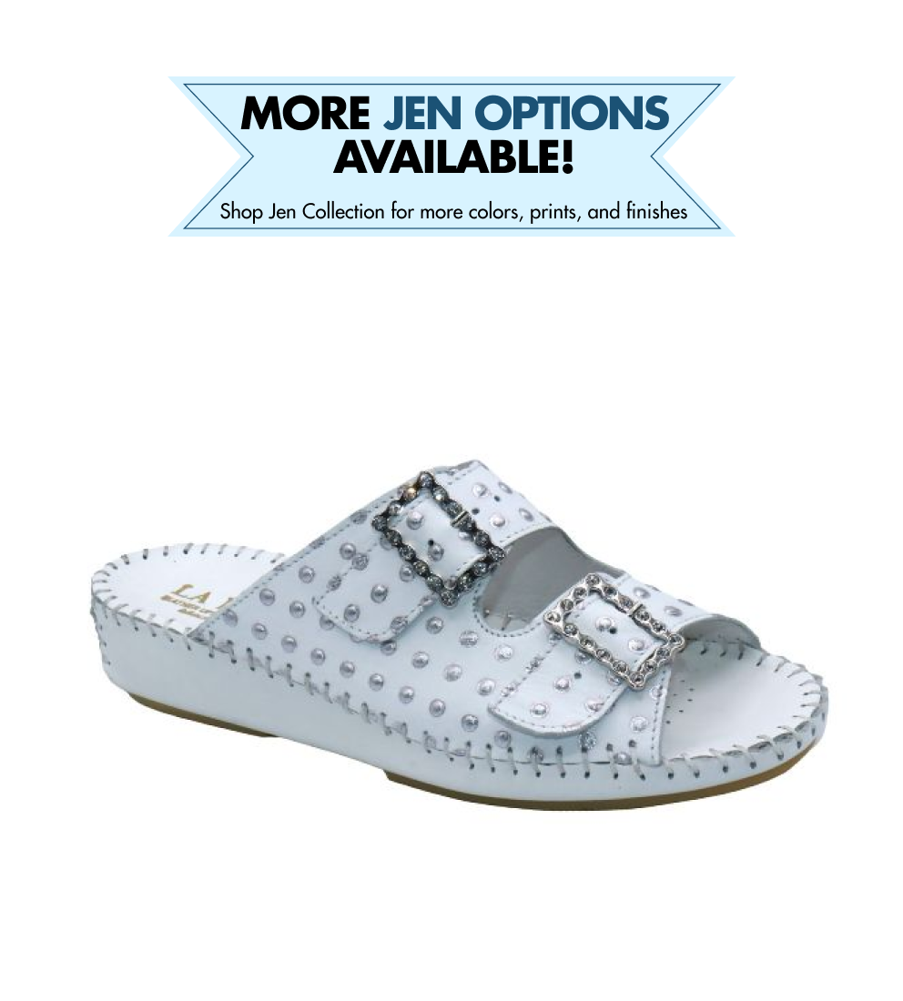 Jen Rhinestone Leather Slide