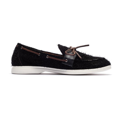 Del Toro Shoes Men's Black Textured Suede Barca Yacht Loafer