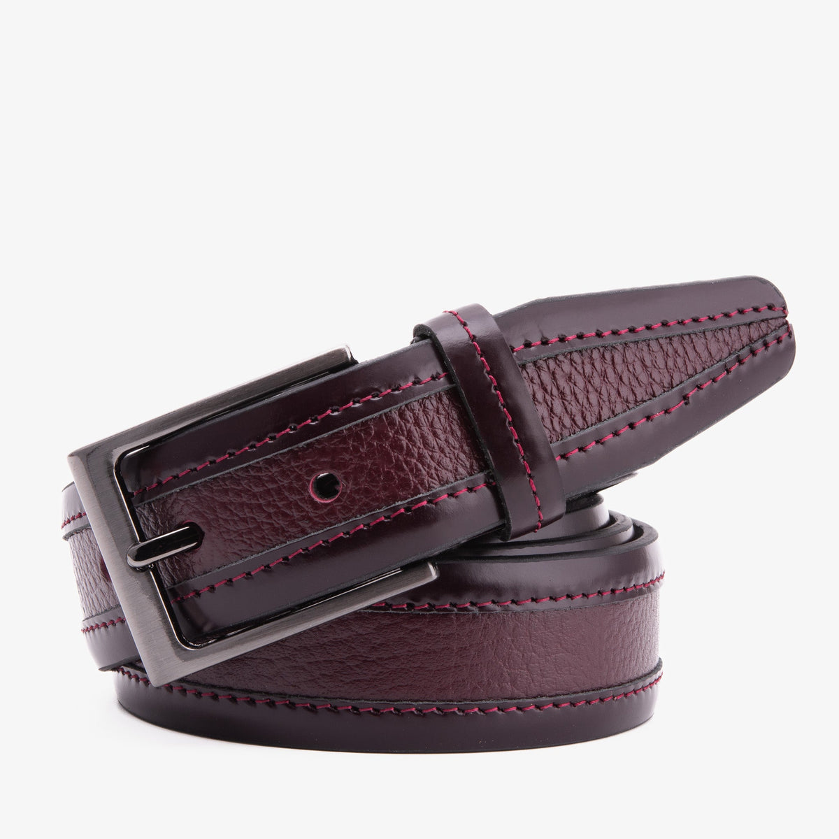 Vinci Leather The Everest & Rockwell BurgundyLeather Belt – product view 1