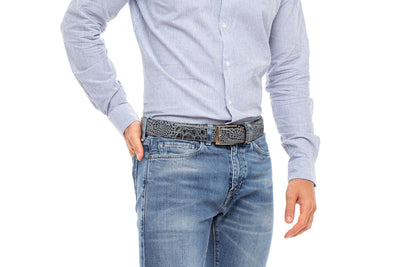 Shadow Mock Crocodile Leather Belt
