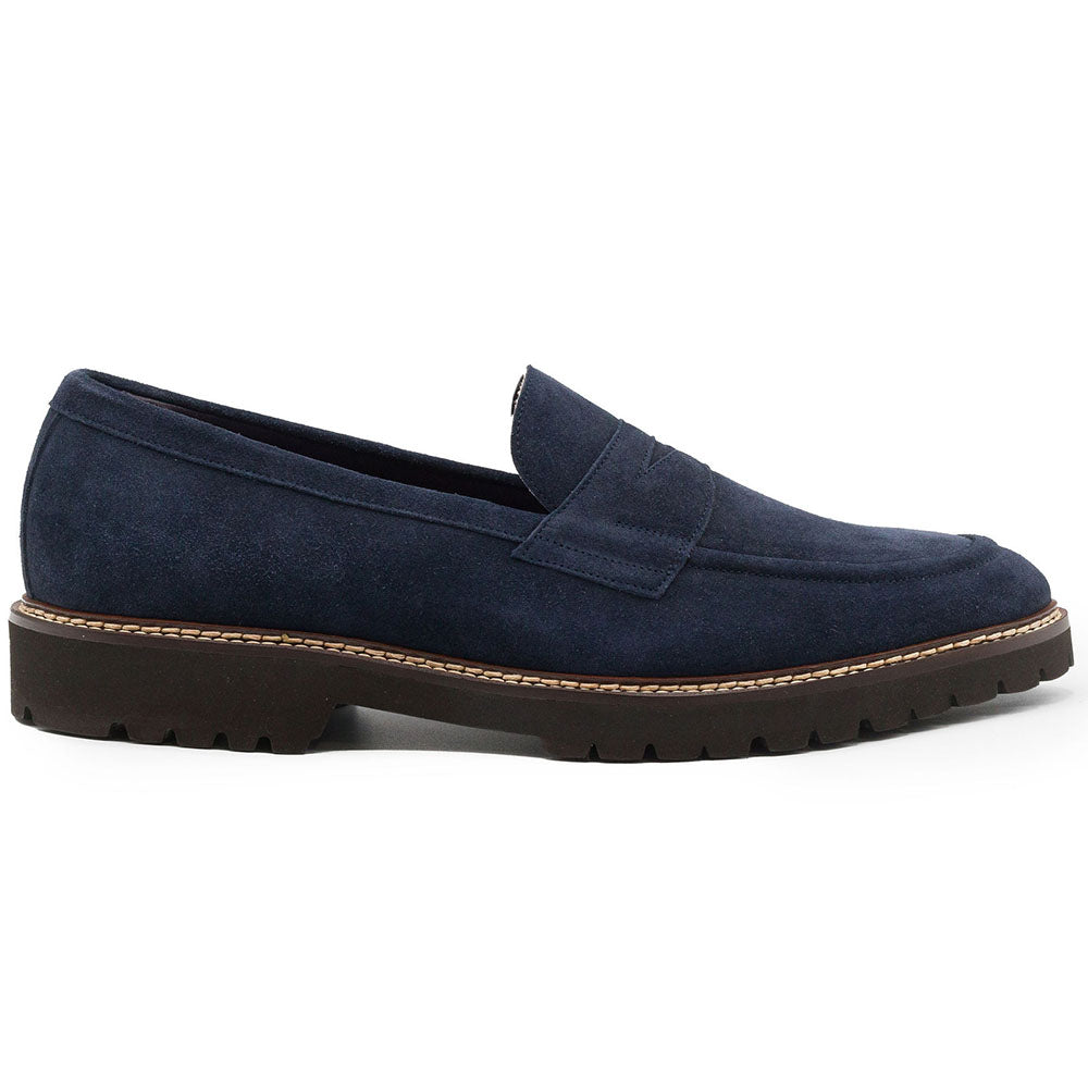 Zelli Italia Men's 16-657-NVY ROMA Italian Suede Penny Loafers Navy
