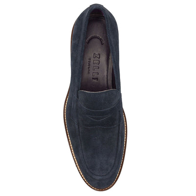 Zelli Italia Men's 16-657-NVY ROMA Italian Suede Penny Loafers Navy