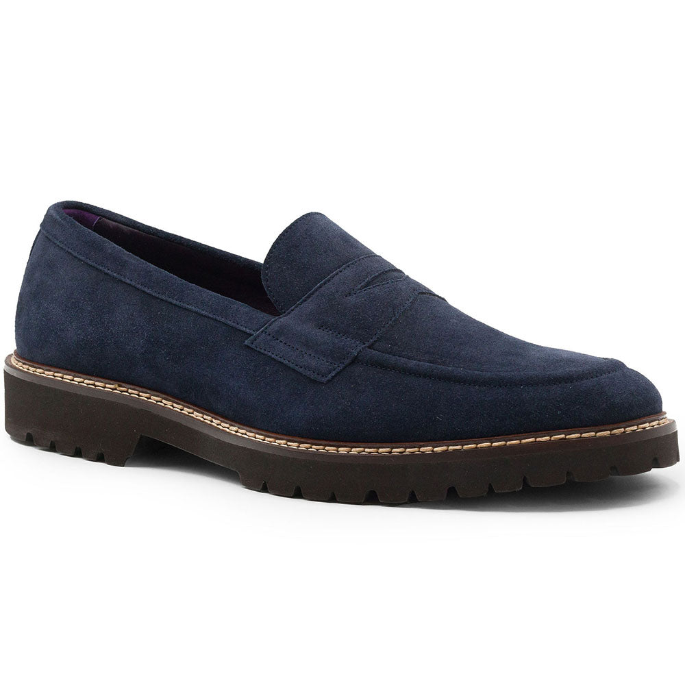 Zelli Italia Men's 16-657-NVY ROMA Italian Suede Penny Loafers Navy