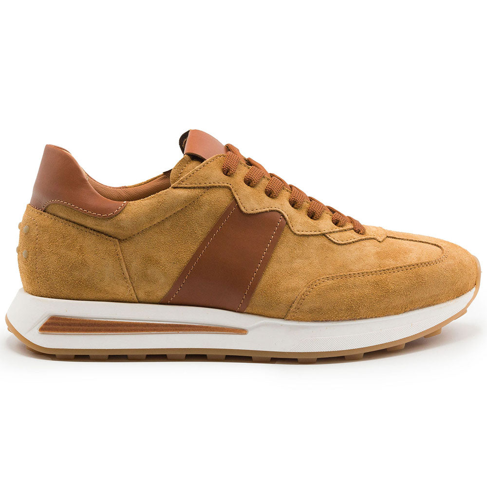 Zelli Italia Men's 66-265-CGN ROXI Suede & Calfskin Sneaker, Cognac