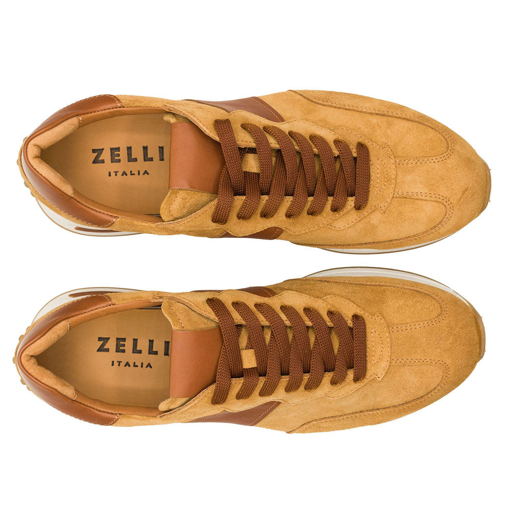Zelli Italia Men's 66-265-CGN ROXI Suede & Calfskin Sneaker, Cognac