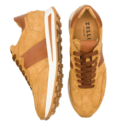 Zelli Italia Men's 66-265-CGN ROXI Suede & Calfskin Sneaker, Cognac