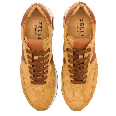 Zelli Italia Men's 66-265-CGN ROXI Suede & Calfskin Sneaker, Cognac