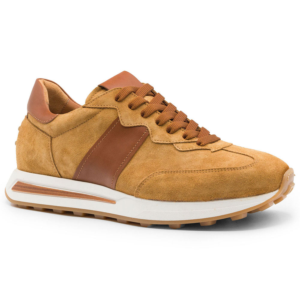 Zelli Italia Men's 66-265-CGN ROXI Suede & Calfskin Sneaker, Cognac