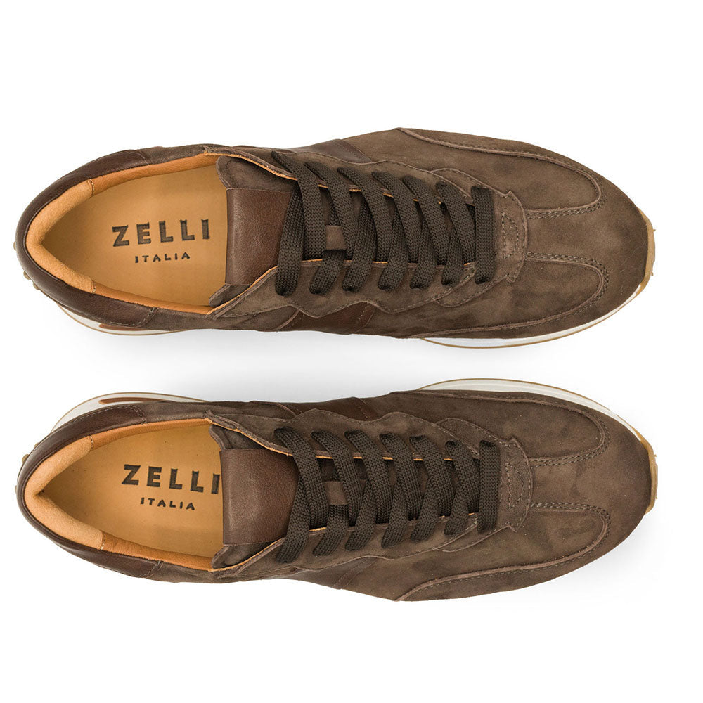 Zelli Italia Men's 66-265-NIC ROXI Suede & Calfskin Sneaker, Nicotine