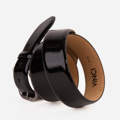 Vinci Leather The Dodoma Black Patent Leather Belt – product view 3