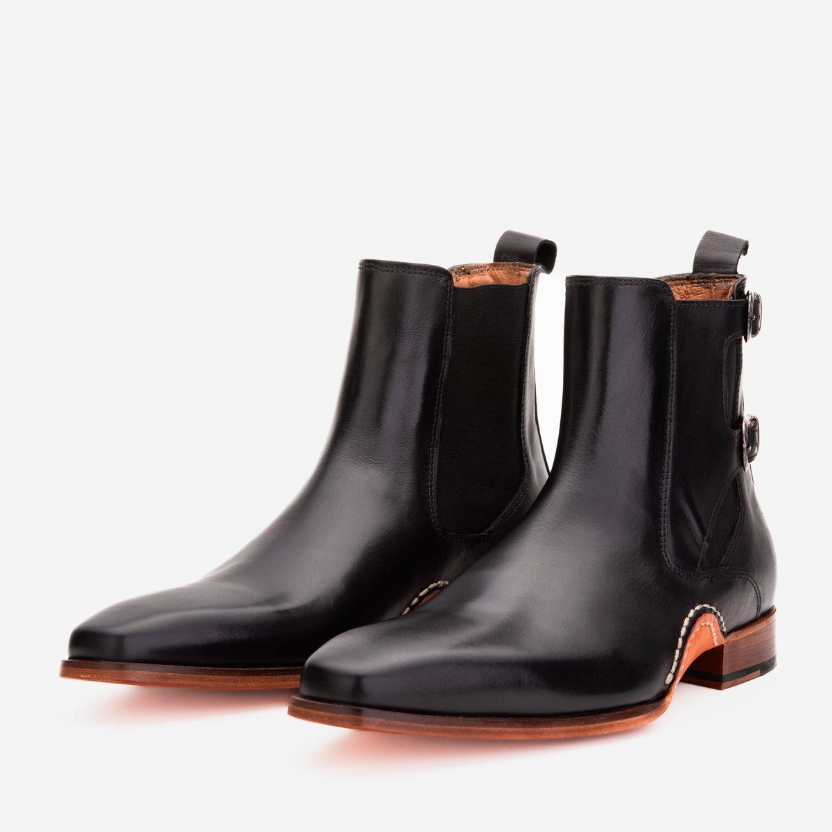 Vinci Leather The Royal Hand Craft Black Leather Double-Buckle Chelsea Men Boot – product view 4