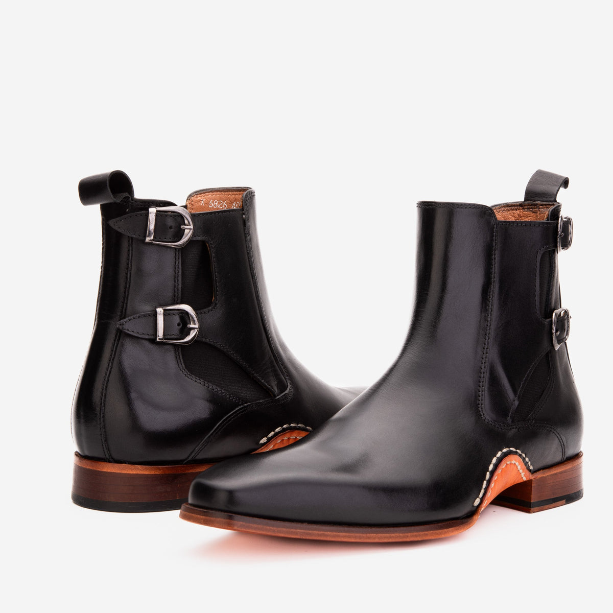 Vinci Leather The Royal Hand Craft Black Leather Double-Buckle Chelsea Men Boot – product view 2
