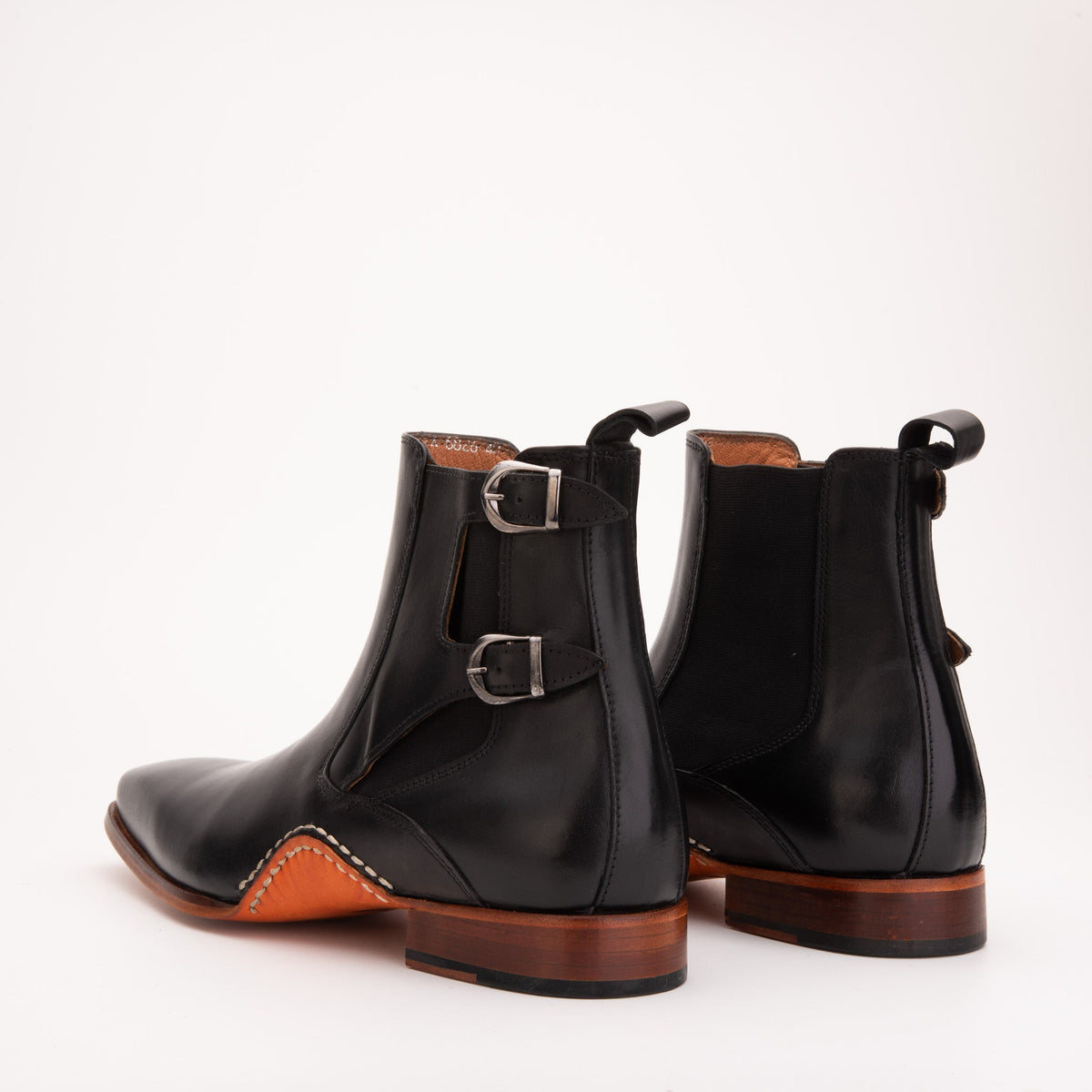 Vinci Leather The Royal Hand Craft Black Leather Double-Buckle Chelsea Men Boot – product view 5