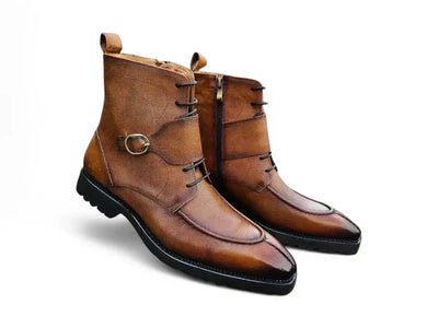 Carrucci Shoes Kb Rugged Split Toe Lace Up Boot Leather Boot KB480 03 front view