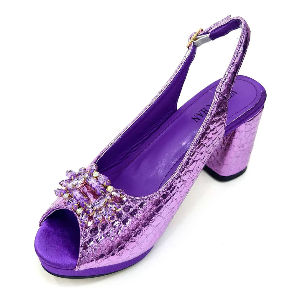 Open Toe Women Heels Shoes And Bag Set GRT543 – product view 4
