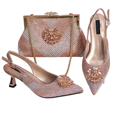 New Rhinestone Shoe & Bag Set HGT321
