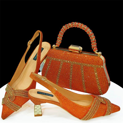 Women's Shoes and Bag Set with Rhinestone ED129