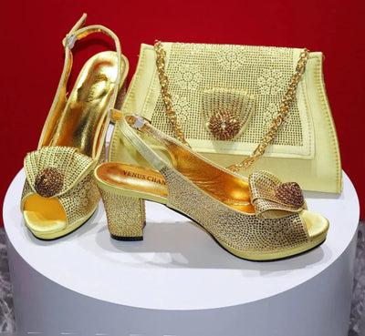 Latest Peep Toe Shoes Matching Bag Set For Wedding Party ED432