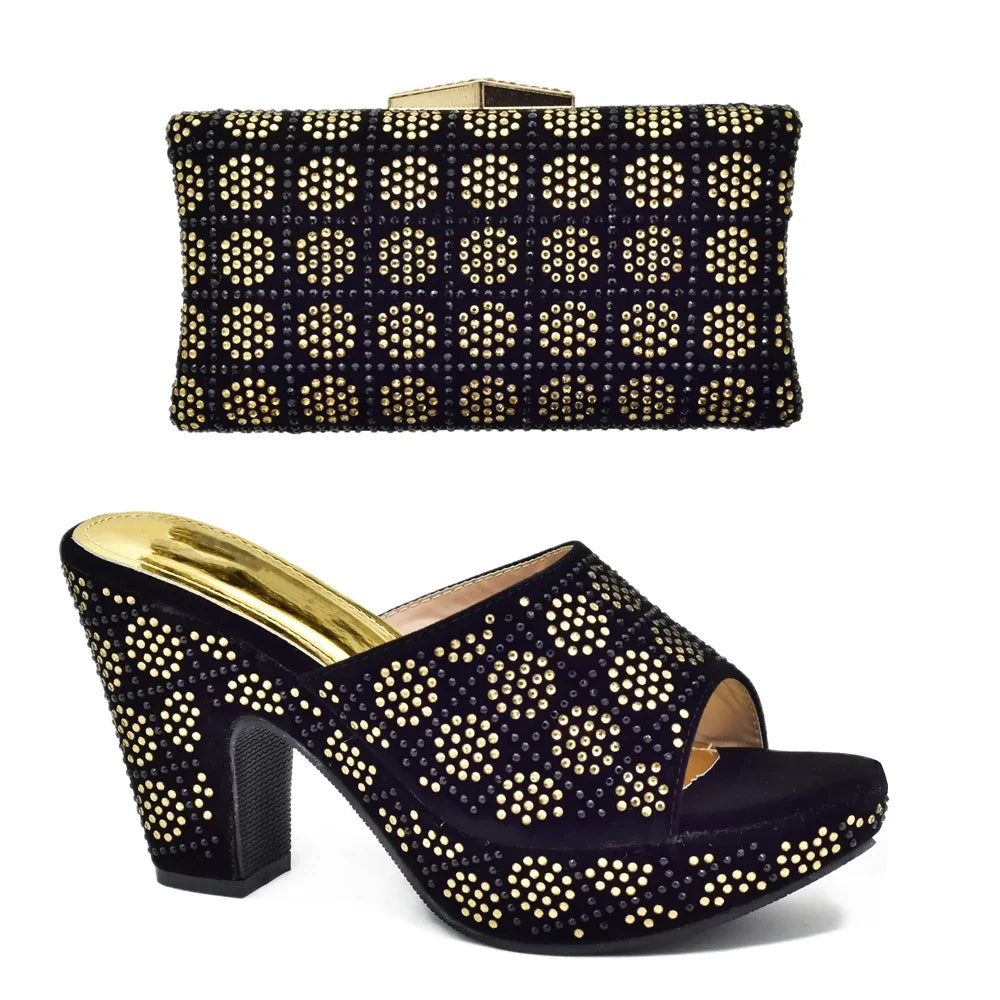 Italian Shoes and Bag Matching Set with Rhinestone – product view 8