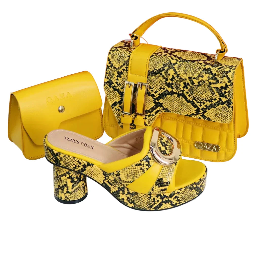 Elegant Ladies High Heels Peep Toe Shoes with Bag Set HYRE654
