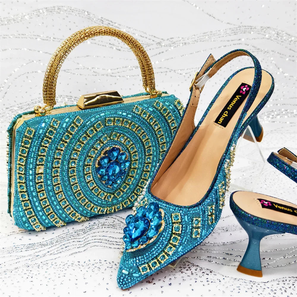 Italian Butter-fly Design Wedding Shoes with Bag Set EDS59 – product view 1