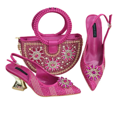 Italian Design Shoes And Bag Paired With Handmade Petal Clutches