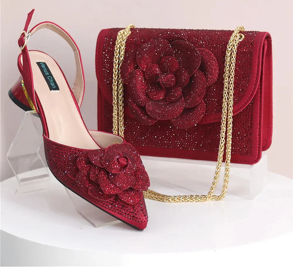 Elegant Lady Shoes And Bag Set with Rhinestone EW4520