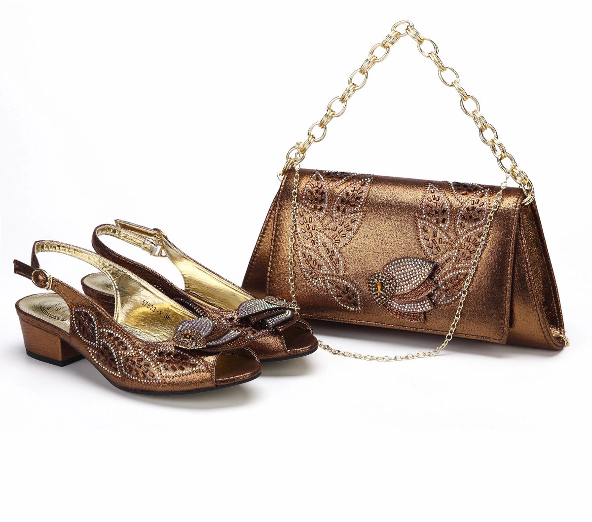 EdleessFashion  Elegant Low Heels Ladies Shoes And Bag Set - ED110 – product view 2