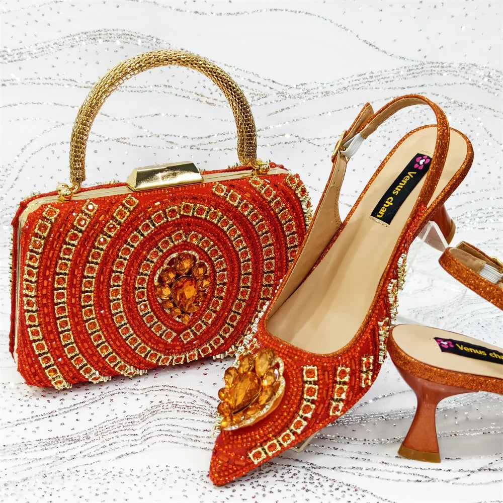 Italian Butter-fly Design Wedding Shoes with Bag Set EDS59 – product view 5