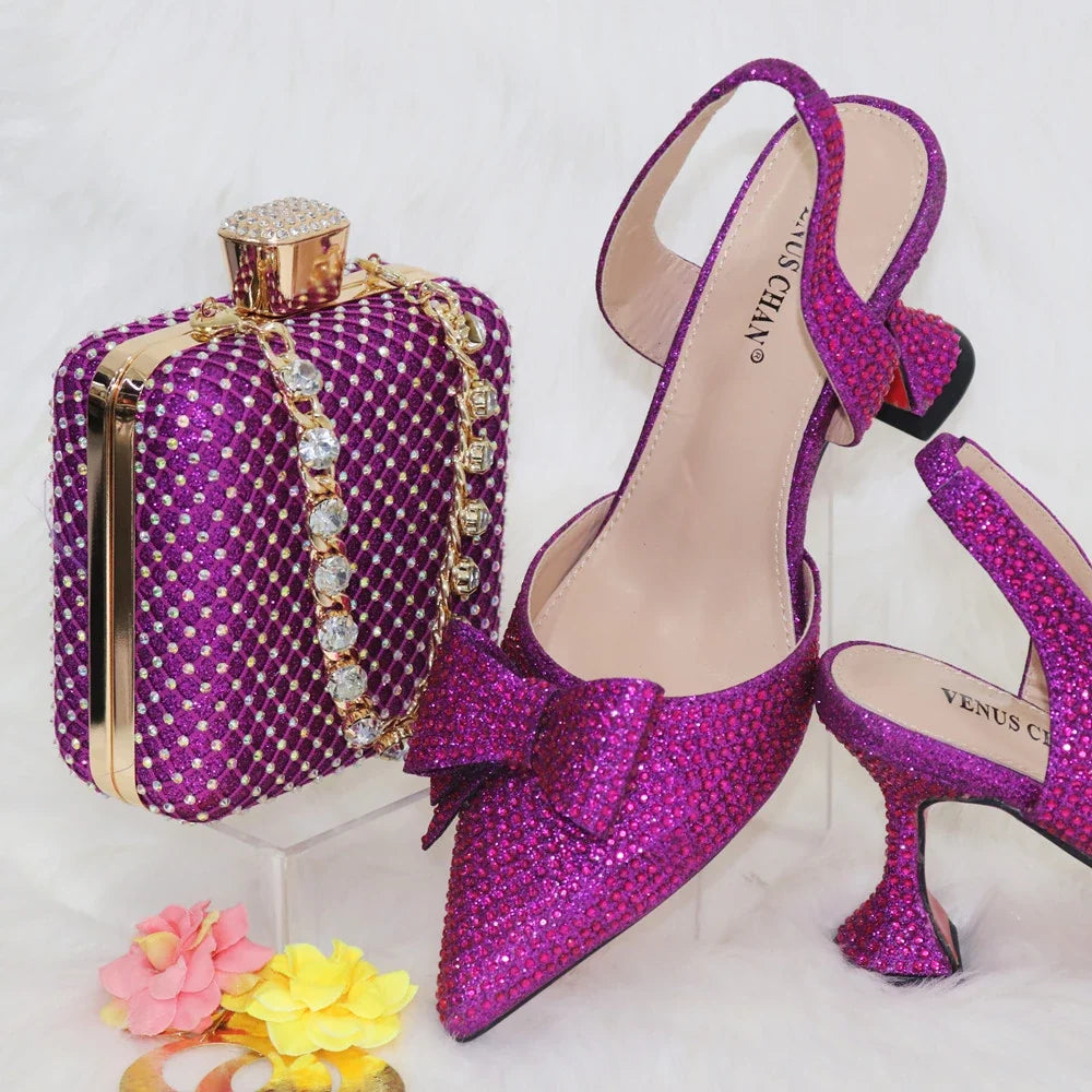 New Silver Versatile Party Ladies Shoes And Bag Set – product view 17