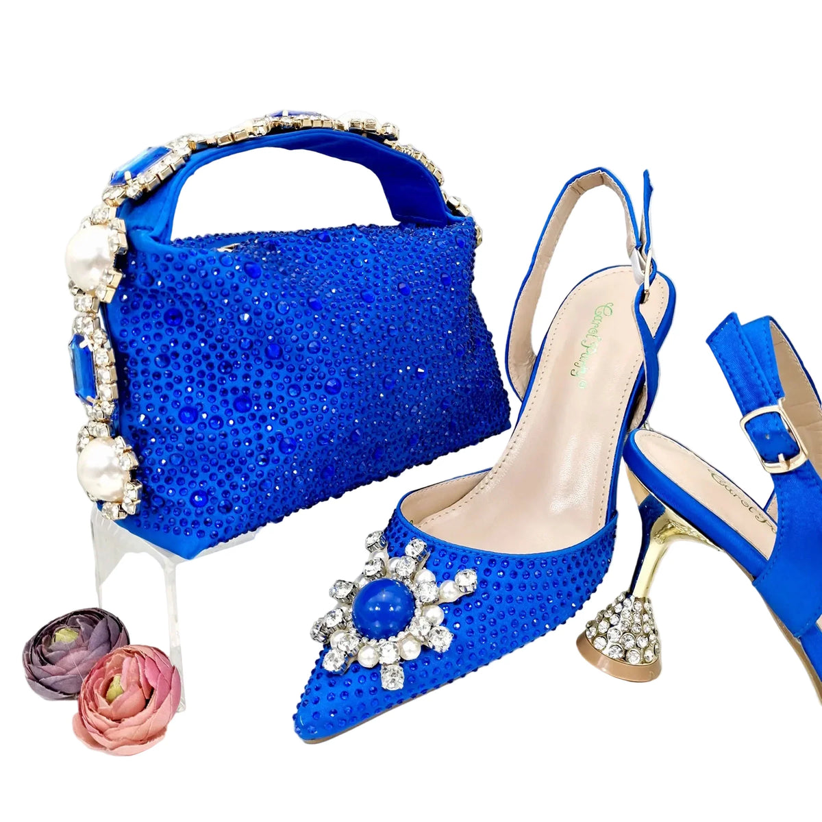 Women's Shoes and Bag Set with Shinning Crystal EDL435