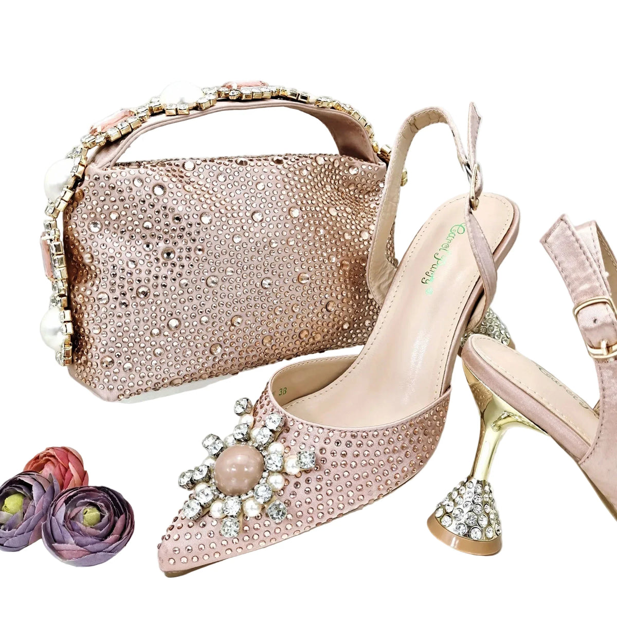 Women's Shoes and Bag Set with Shinning Crystal EDL435