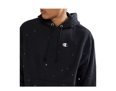 Champion C Life Reverse Weave Paint Splatter Men's Hoodie — Black