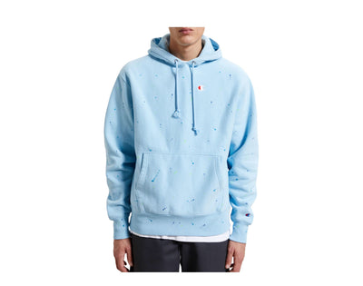 Champion C Life Reverse Weave Paint Splatter Men's Hoodie — Blue