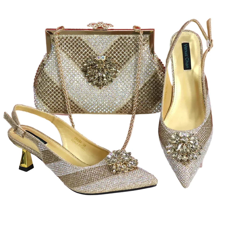 New Rhinestone Shoe & Bag Set HGT321