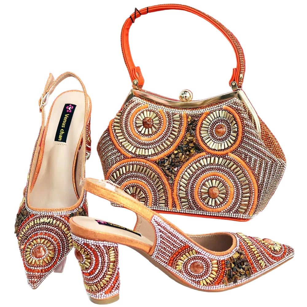 Popularity Italian Women's Pointed Shoes And Bag Set GFD453
