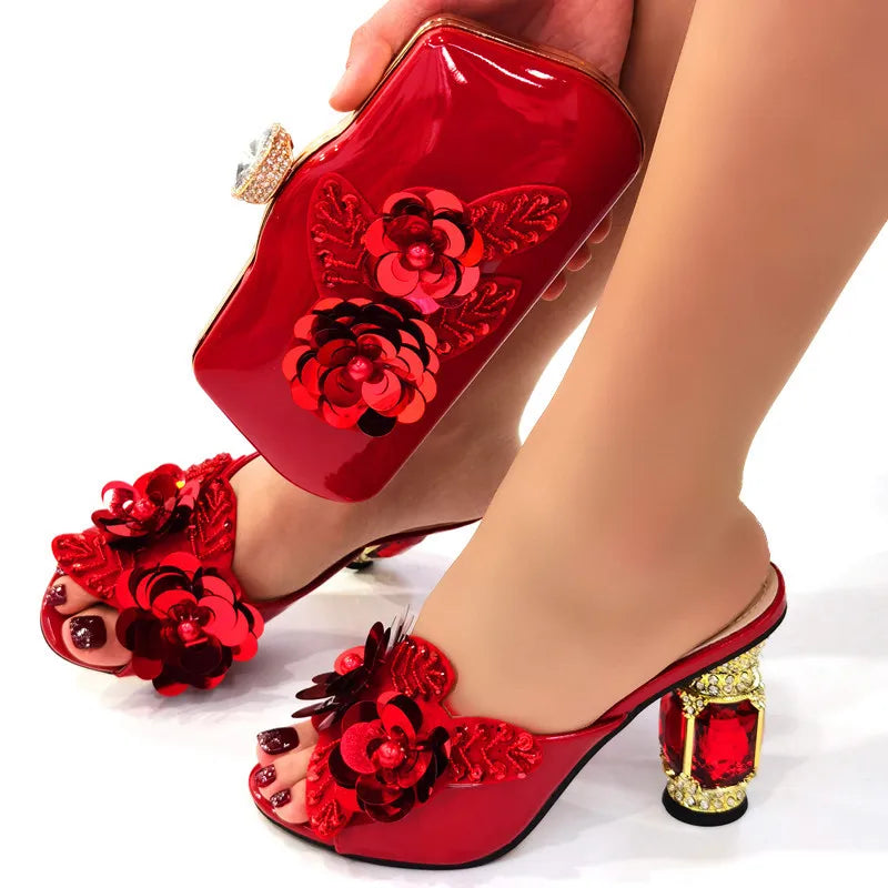 Italian Shoes And Bag Sets With Stones Italian ED127